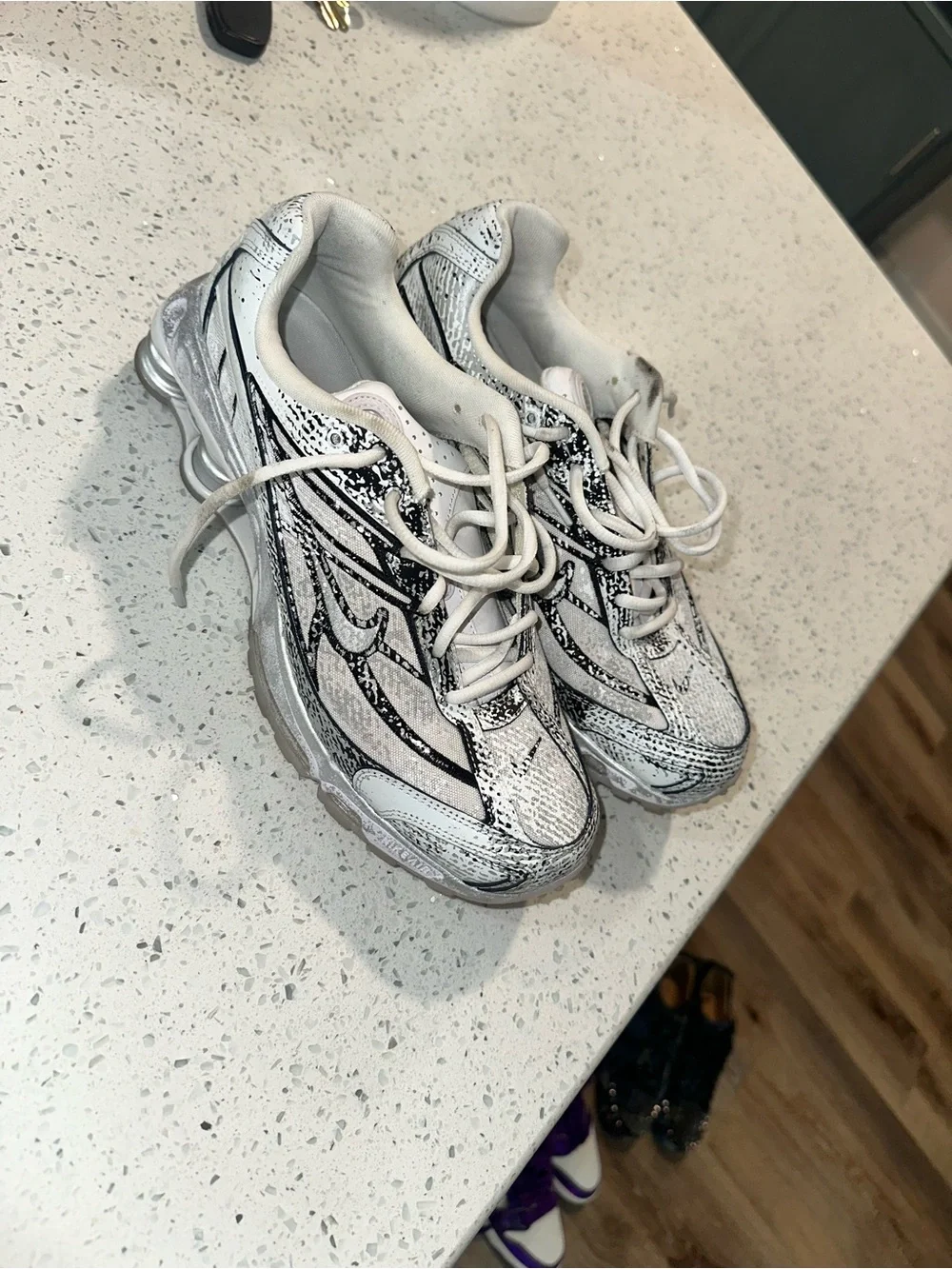 Nike White and Silver Men's Running Sneakers
